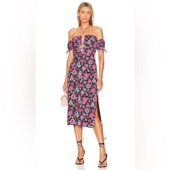 MAJORELLE Dresses & Skirts - Majorelle floral Olivia Midi Dress in Dancing Valley Black L